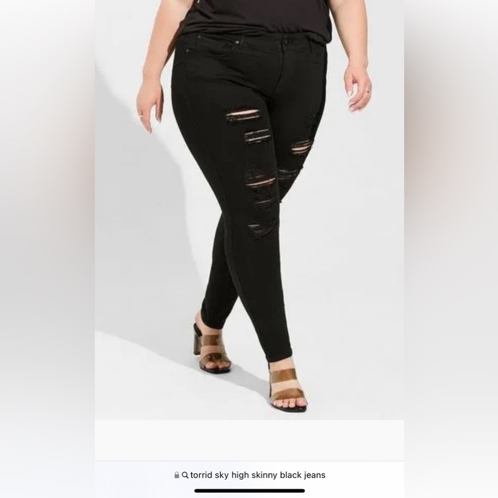 Torrid Sky High Black distressed skinny jeans